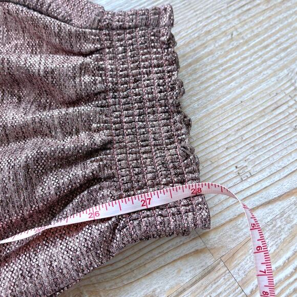 New Anthropologie Gillian Metallic Shimmer Joggers | Rose Size Small - Picture 9 of 9